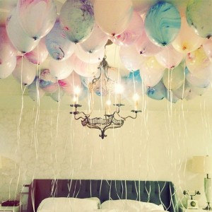room filled with baloons