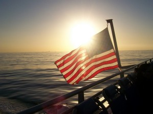 American Flag on Beach